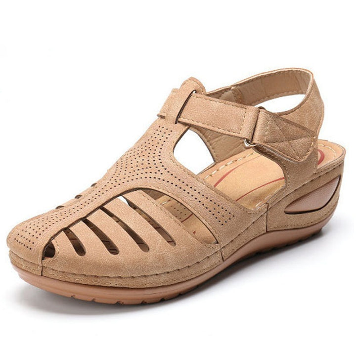Damen Bequeme orthopädische Sandalette mit geschlossener Zehenpartie und verstellbarem Klettverschluss – Sorelia