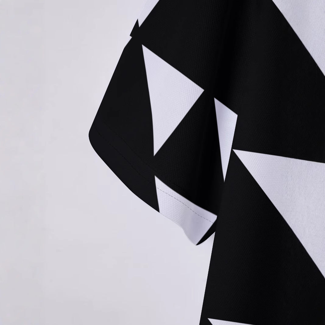 Herren Poloshirt mit modernem geometrischen Motivdesign Echoarchiv