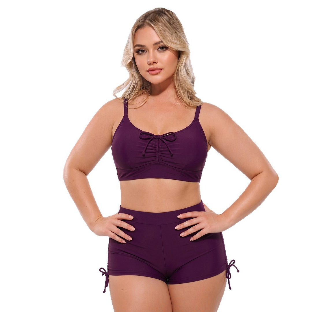 Damen Hoch geschnittenes Tankini-Set mit verstellbaren Trägern und Raffung Echo Archiv