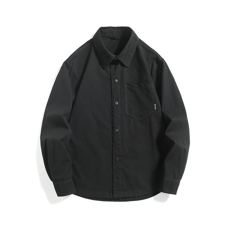 Herren Ripstop-Overshirt mit Druckknopfleiste, geradem Schnitt und Brusttasche Echoarchiv