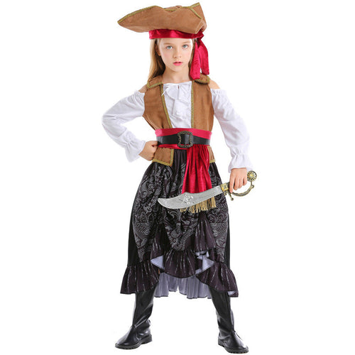 Mädchen Piratenkostüm mit authentischen Accessoires und schwingendem Rock Echo Archiv