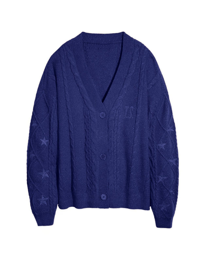 Damen Strickcardigan mit Zopfstrick, Stern‑Stickerei und Glanzfäden Echo Archiv