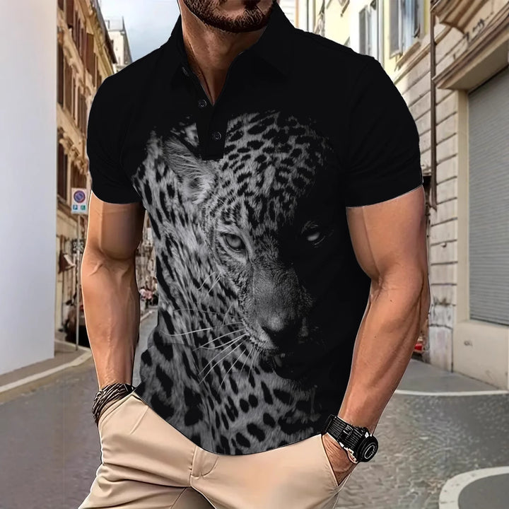 Herren Poloshirt mit kunstvollem Tiermotiv Echoarchiv