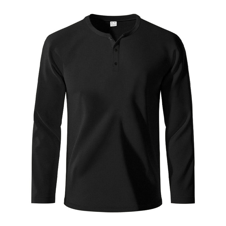 Herren Langarm-Henley-Shirt aus atmungsaktivem Strukturstoff Echoarchiv