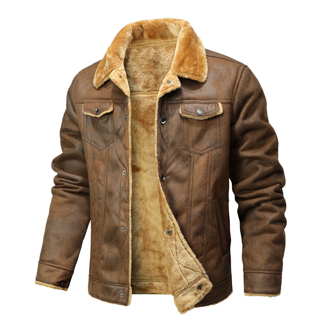 Herren Wildleder-Imitat Truckerjacke mit Sherpa-Futter Echoarchiv