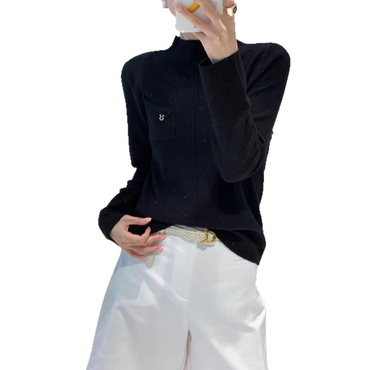 Damen Eleganter Pullover mit Stehkragen Echoarchiv