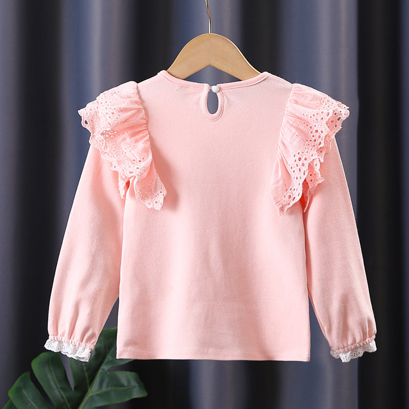 Mädchen Sweatshirt mit Rüschen und floralem Herzmotiv Echo Archiv