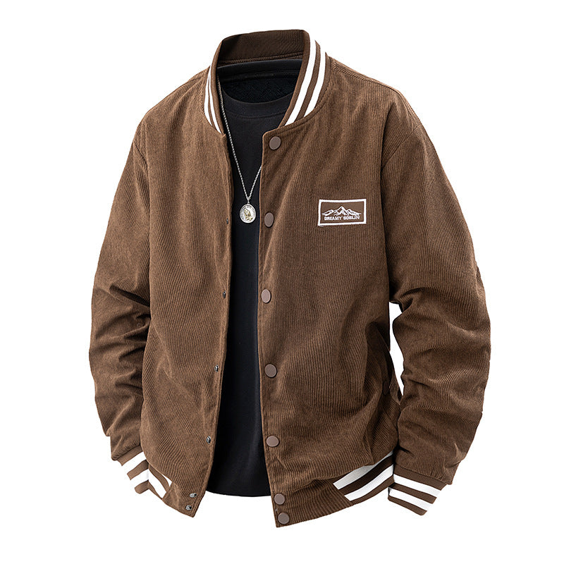 Herren lässige Cordjacke mit elastischen Bündchen und kontrastierenden Akzenten Echoarchiv