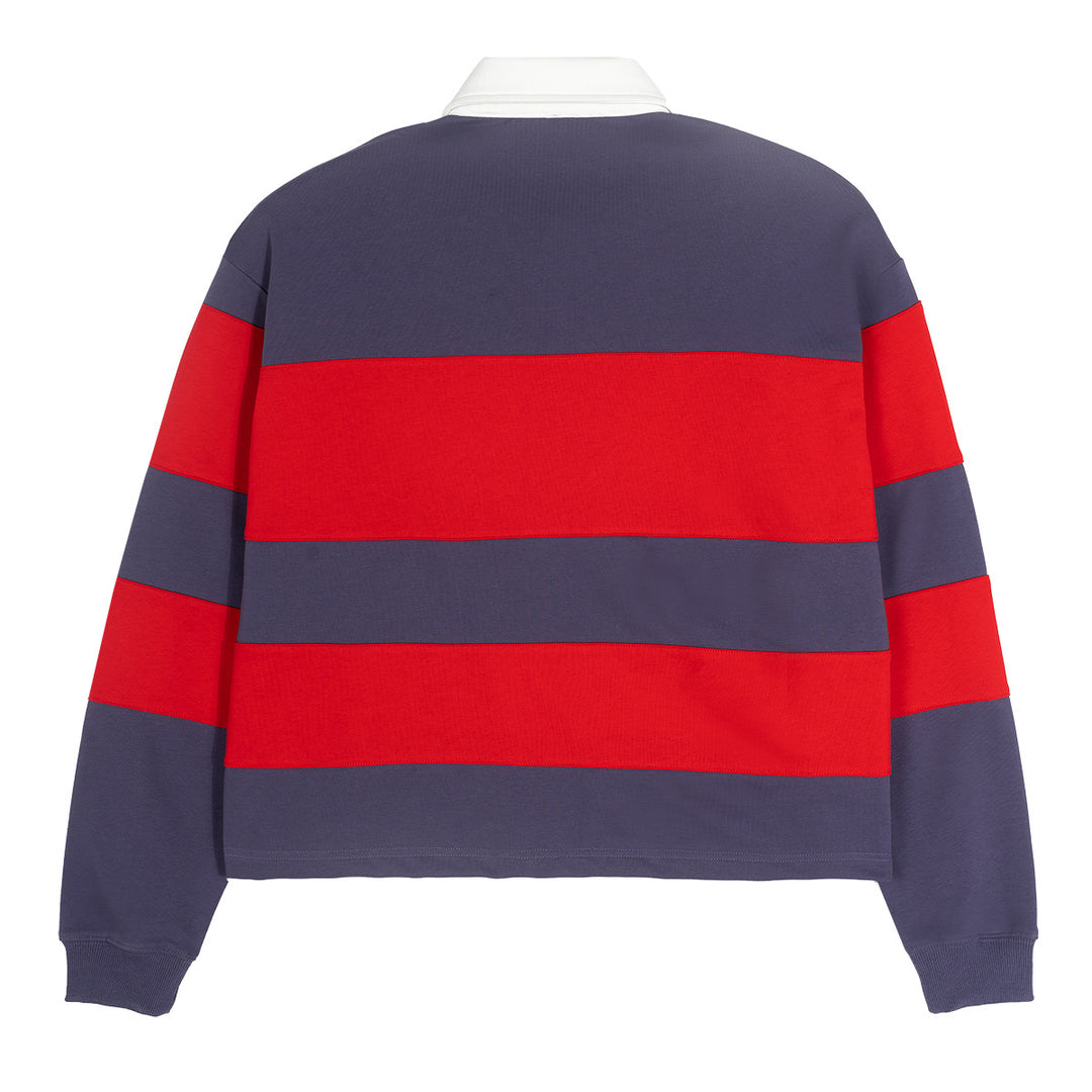 Herren Gestreiftes Rugby-Polo Sweatshirt mit Kontrastkragen und Oversize-Passform Echo Archiv