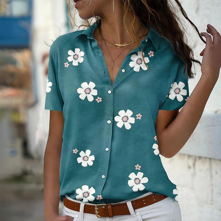 Damen Bluse mit Blumenmuster, Hemdkragen und lockerer Passform Echoarchiv