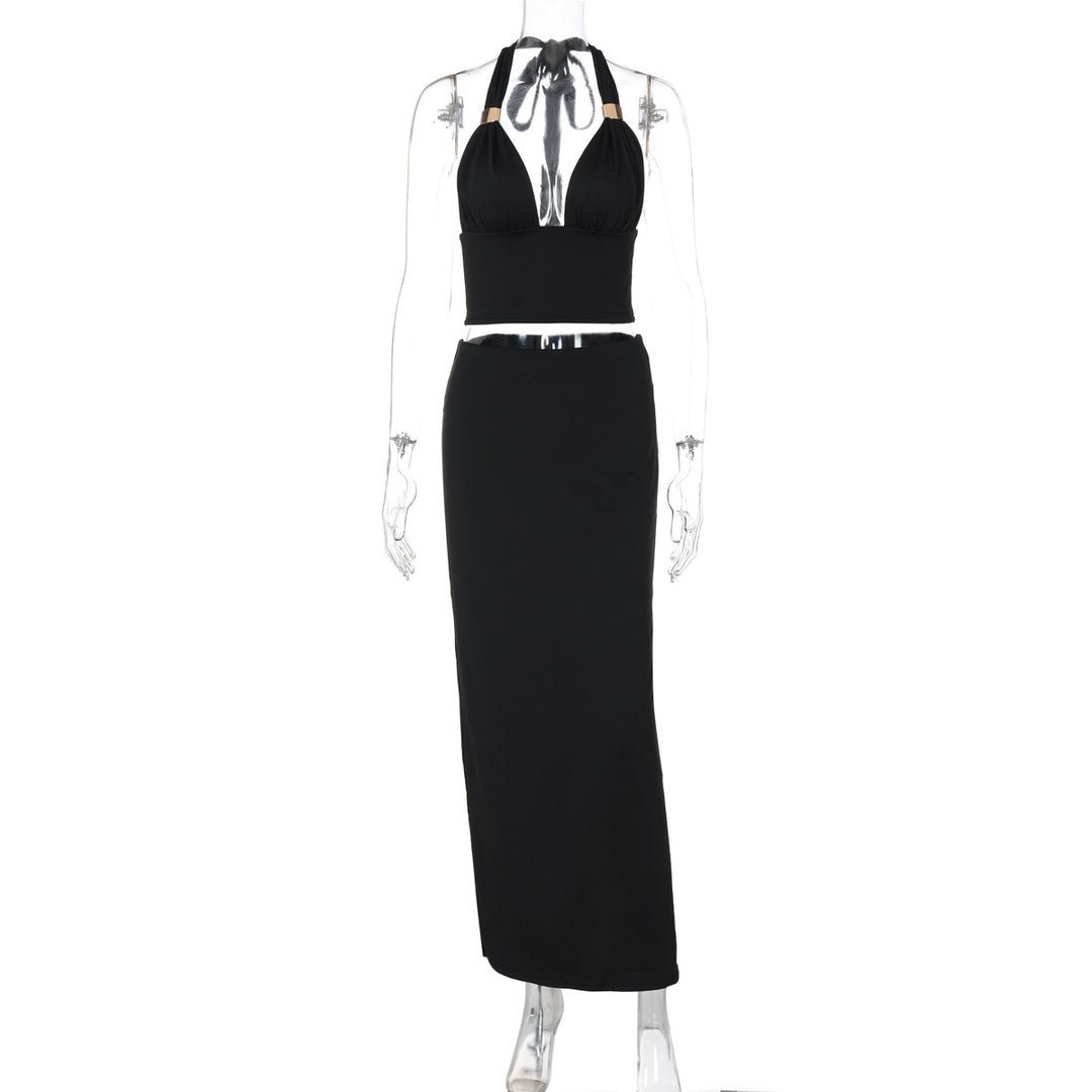 Damen Elegantes Zwei-Teiliges Set aus Crop-Top und Maxirock Echo Archiv