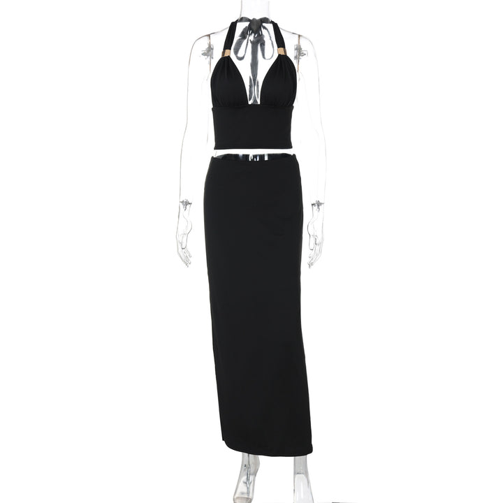 Damen Elegantes Zwei-Teiliges Set aus Crop-Top und Maxirock Echo Archiv