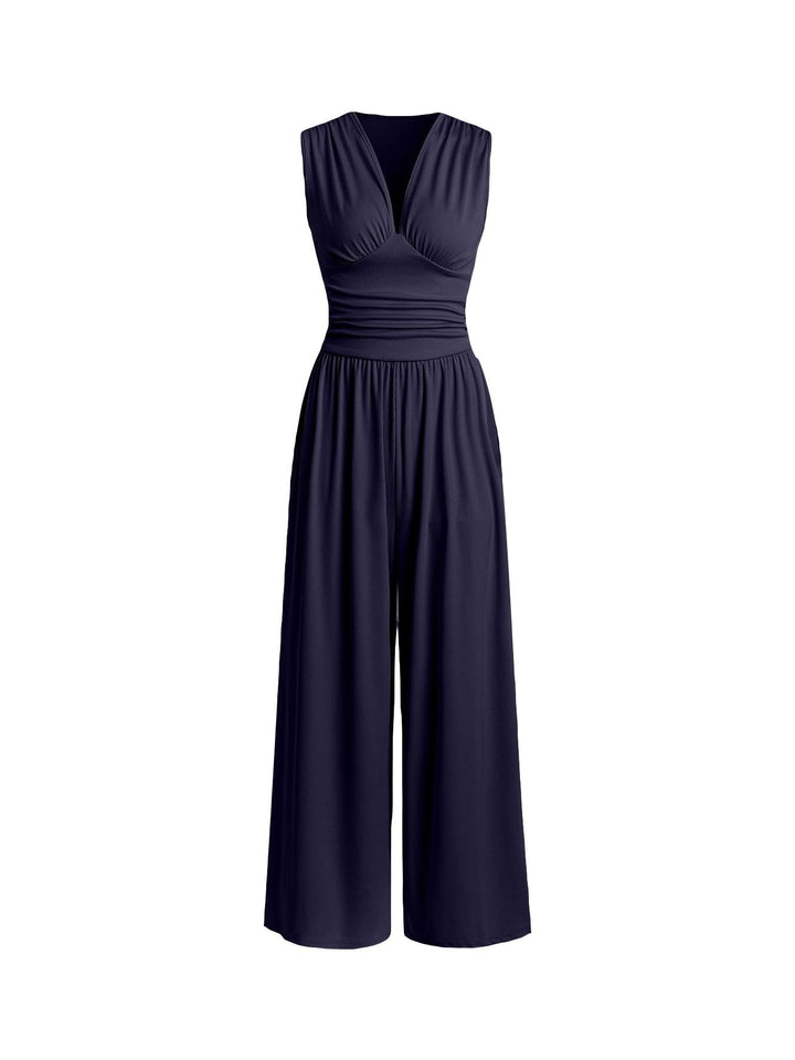 Damen Jumpsuit Palazzo Bein mit Taille