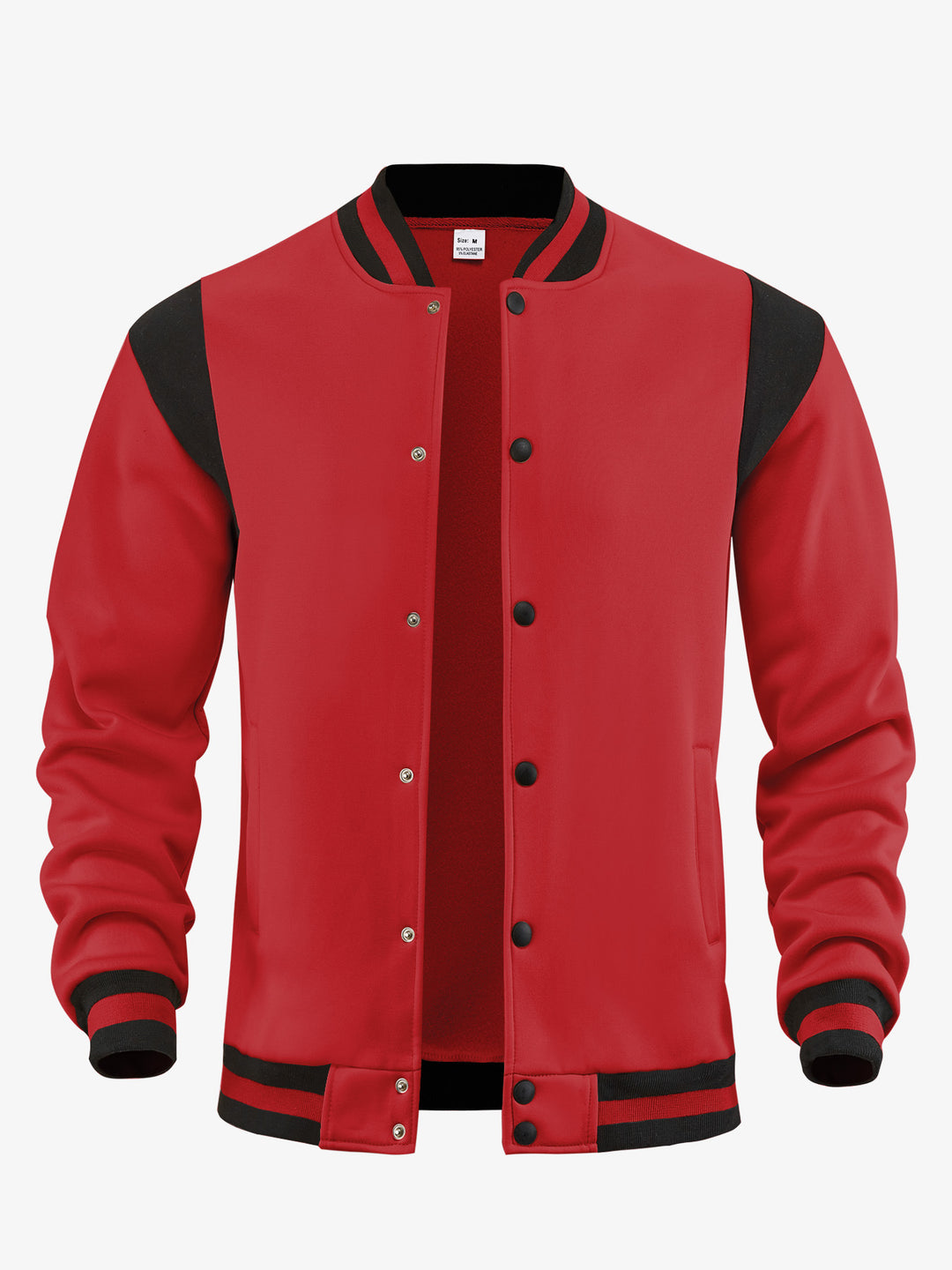 Herren nan legere Baseballjacke in Sweatqualität mit Druckknopfleiste geripptem Kragen und kontrastierendem Schulterbesatz Echo Archiv