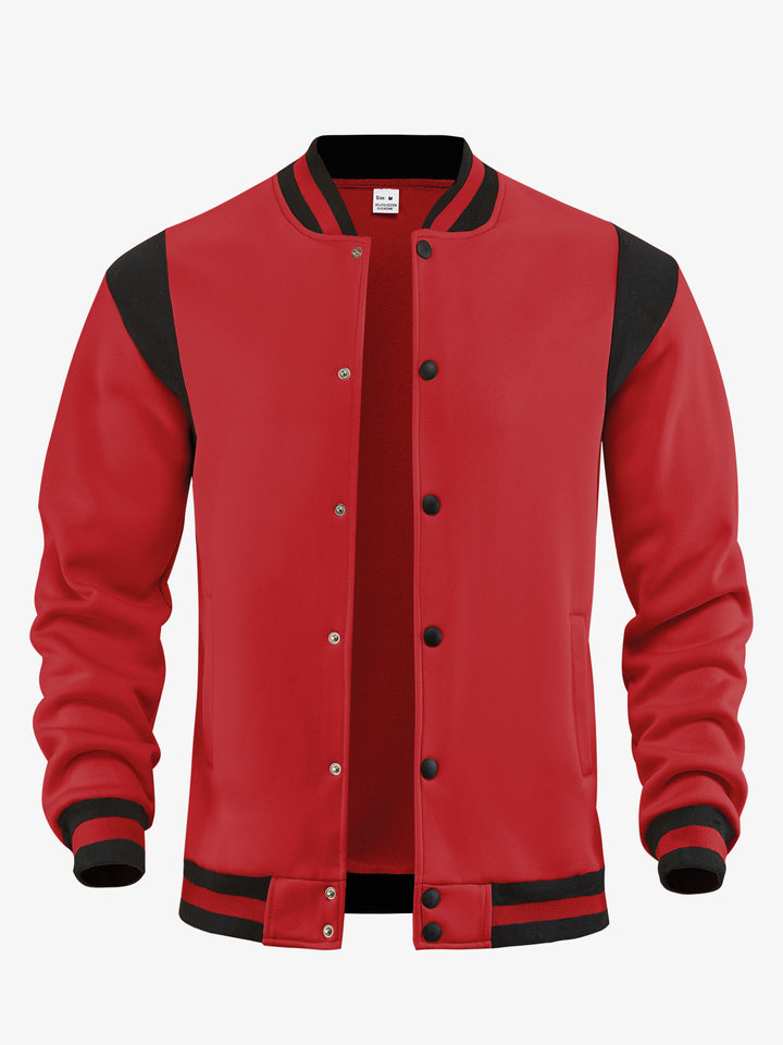 Herren nan legere Baseballjacke in Sweatqualität mit Druckknopfleiste geripptem Kragen und kontrastierendem Schulterbesatz Echo Archiv