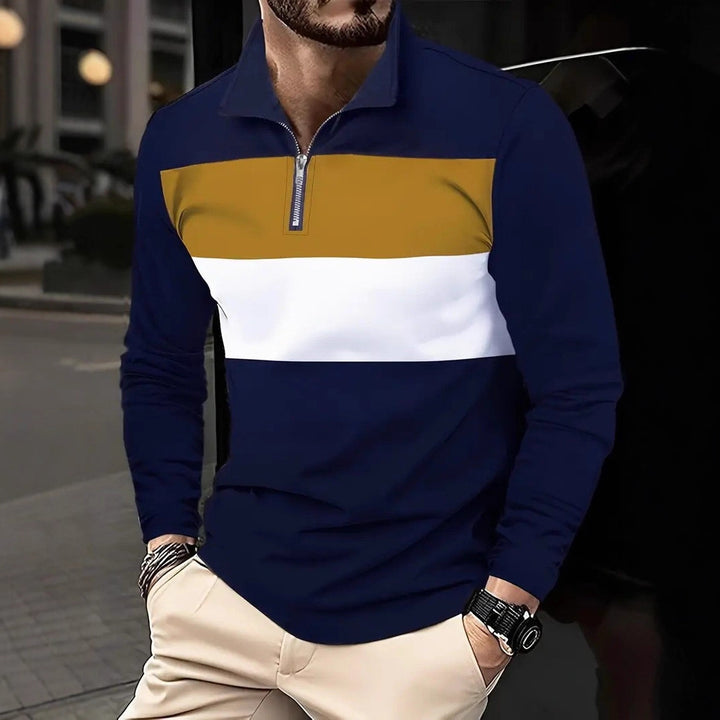 Herren Zip-Pullover mit modischem Farbschnitt und komfortablem Style Echoarchiv