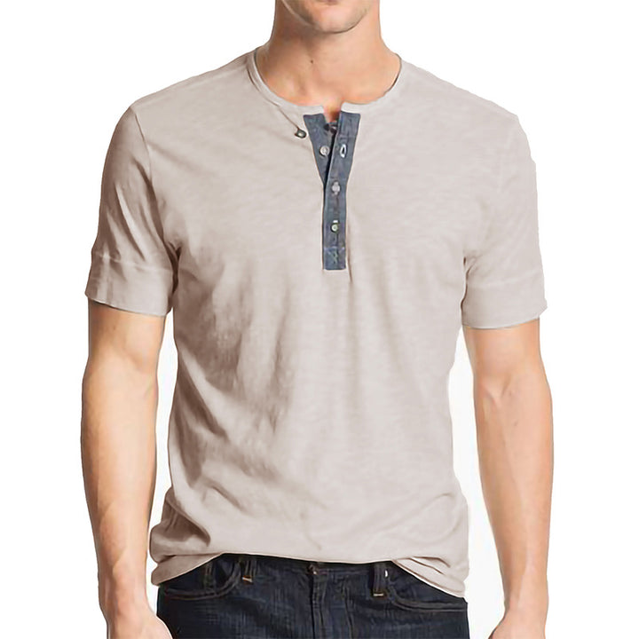 Herren Kurzarm-Henley-Shirt mit stilvollem Knopfdetail Echoarchiv