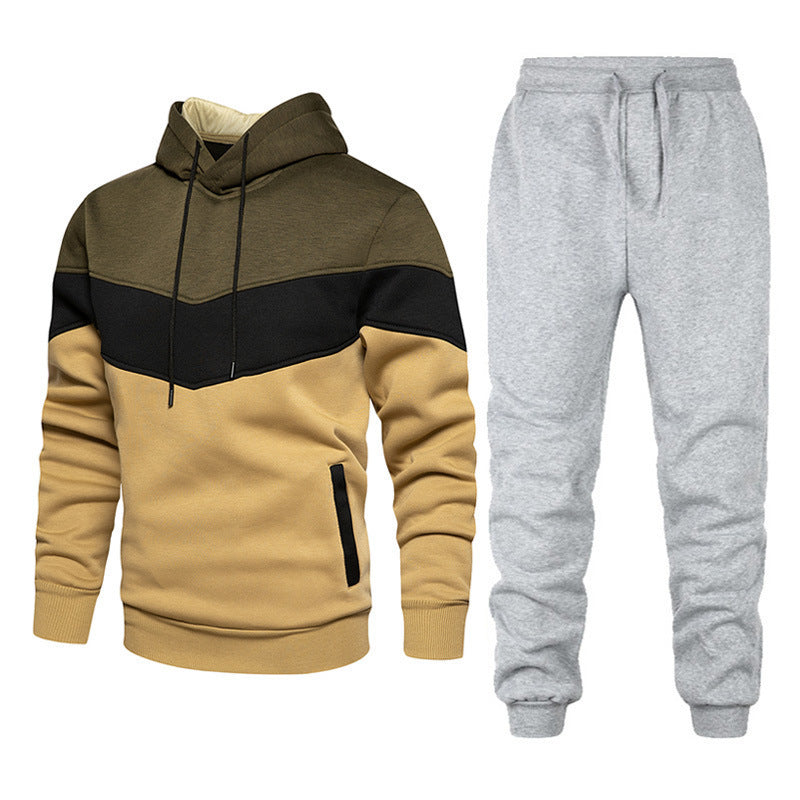 Herren athleisure-Set mit Chevron-Kapuze, fleecegefüttertem Pullover und schmal zulaufender Jogginghose – Marzano