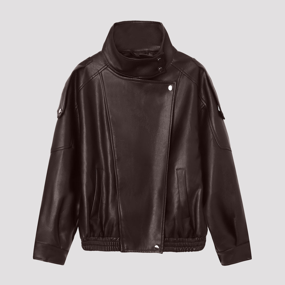 Damen Modische Lederjacke mit Stehkragen Echo Archiv