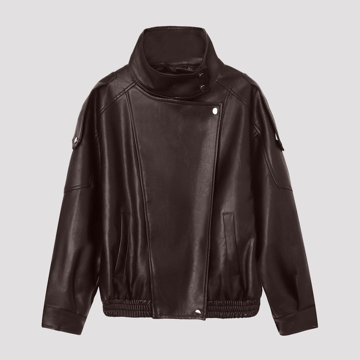 Damen Modische Lederjacke mit Stehkragen Echo Archiv