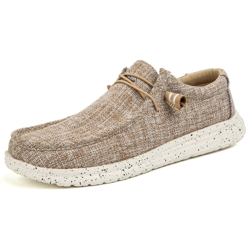 Herren Legerer Canvas-Mokassin-Slipper mit geflochtener Schnürung und gefleckter EVA-Sohle Echoarchiv