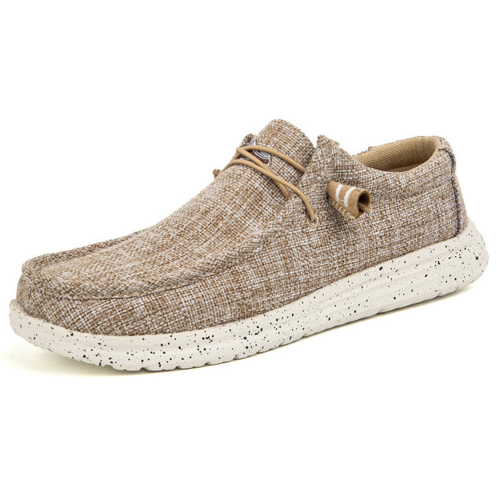 Herren Legerer Canvas-Mokassin-Slipper mit geflochtener Schnürung und gefleckter EVA-Sohle Echoarchiv