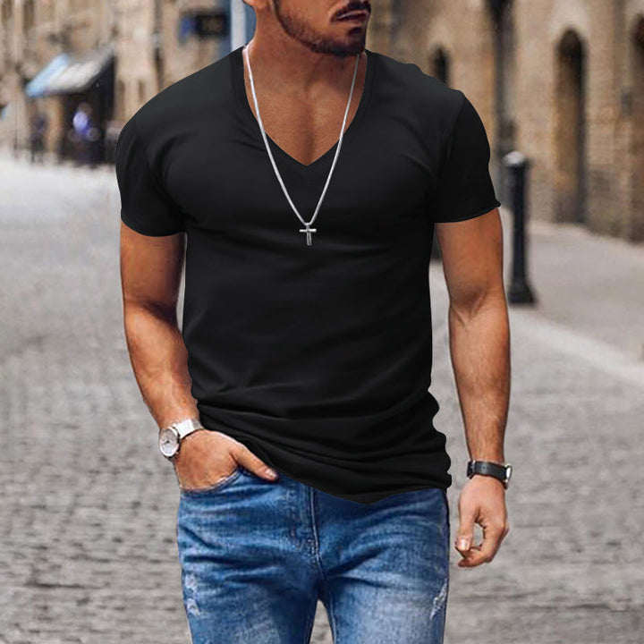 Herren lässiges V-Ausschnitt T-Shirt Echoarchiv