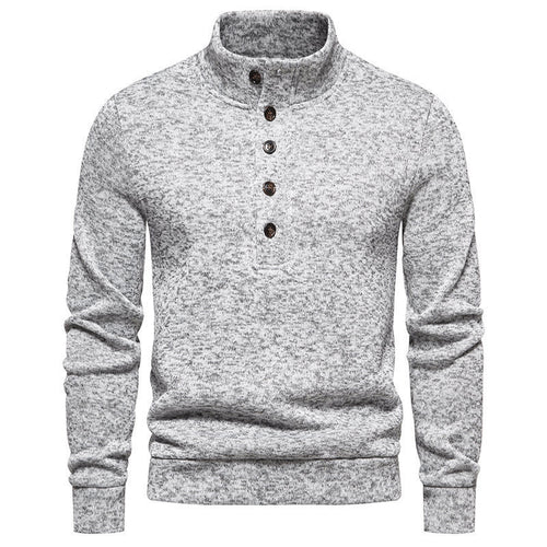 Herren Fleece-Pullover mit knöpfbarem Stehkragen und praktischen Taschen Echoarchiv