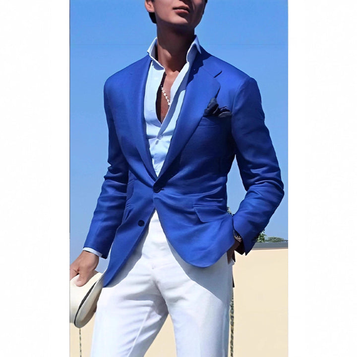 Herren Eleganter Leinenblazer mit modernem Schnitt und strukturiertem Gewebe Echoarchiv