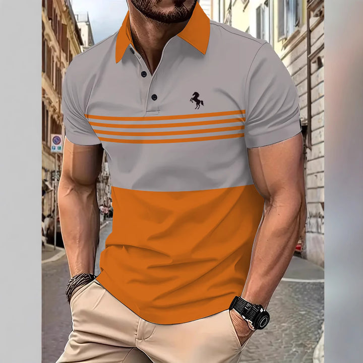 Herren Kurzarm Poloshirt mit stylischem Streifenmuster Echoarchiv