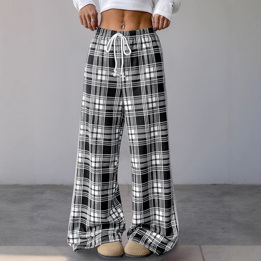Damen Lässige Karierte Palazzo-Hose Echo Archiv