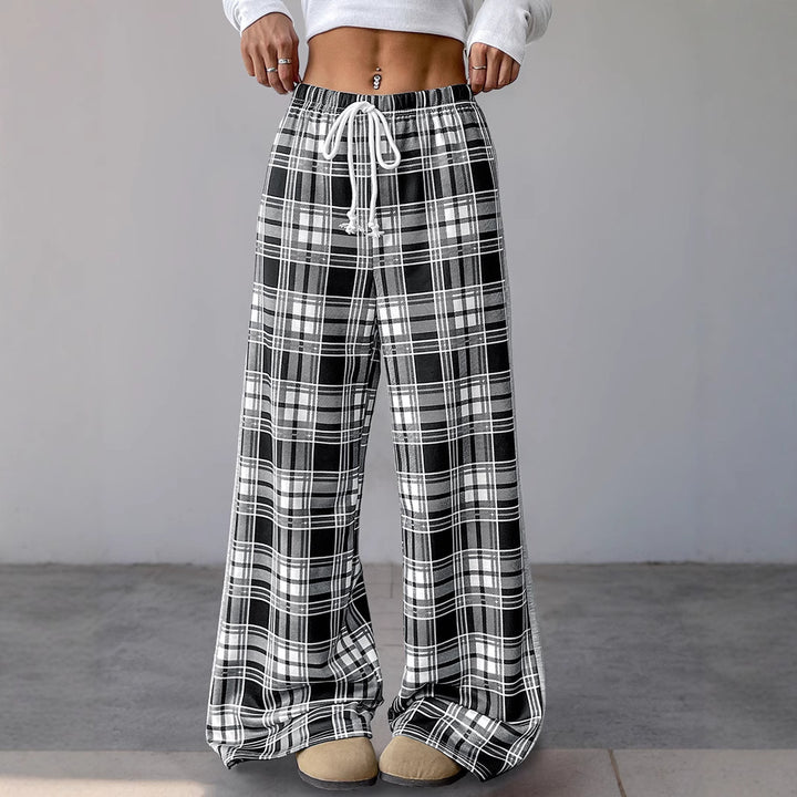 Damen Lässige Karierte Palazzo-Hose Echo Archiv