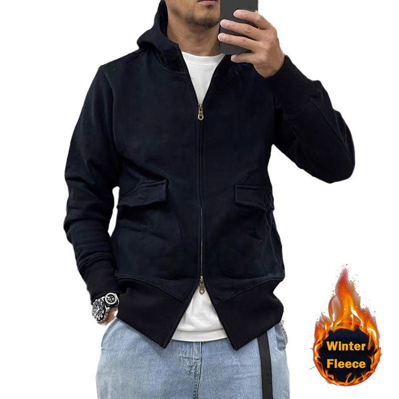Herren Fleece Kapuzenjacke mit praktischen Taschen Echoarchiv