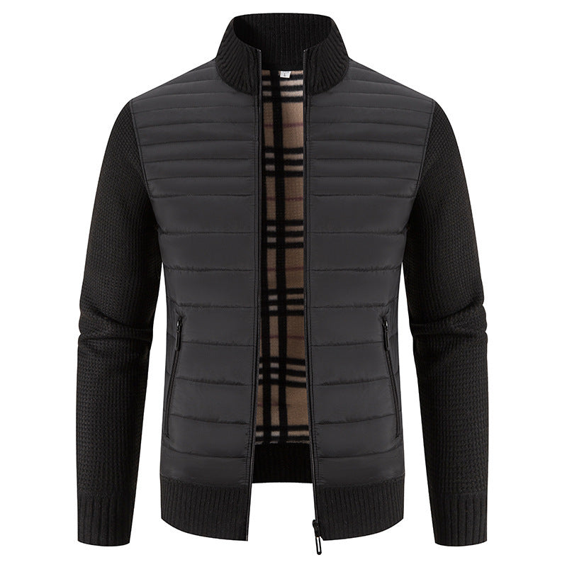 Herren Steppjacke mit modernem Strickärmeln und hohem Kragen Echoarchiv