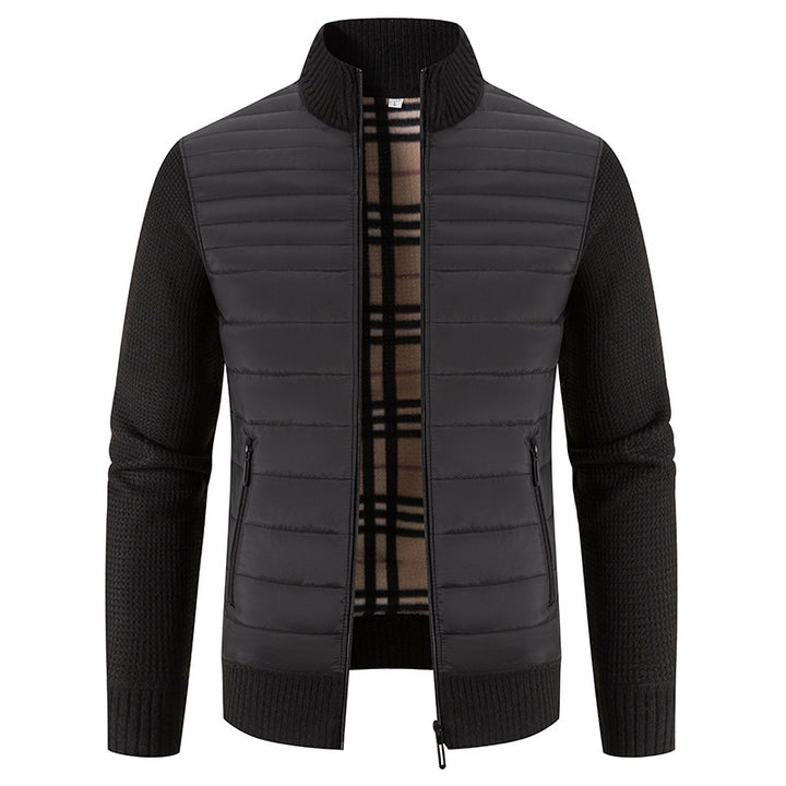 Herren Steppjacke mit modernem Strickärmeln und hohem Kragen Echoarchiv