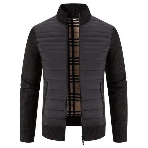 Herren Steppjacke mit modernem Strickärmeln und hohem Kragen Echoarchiv