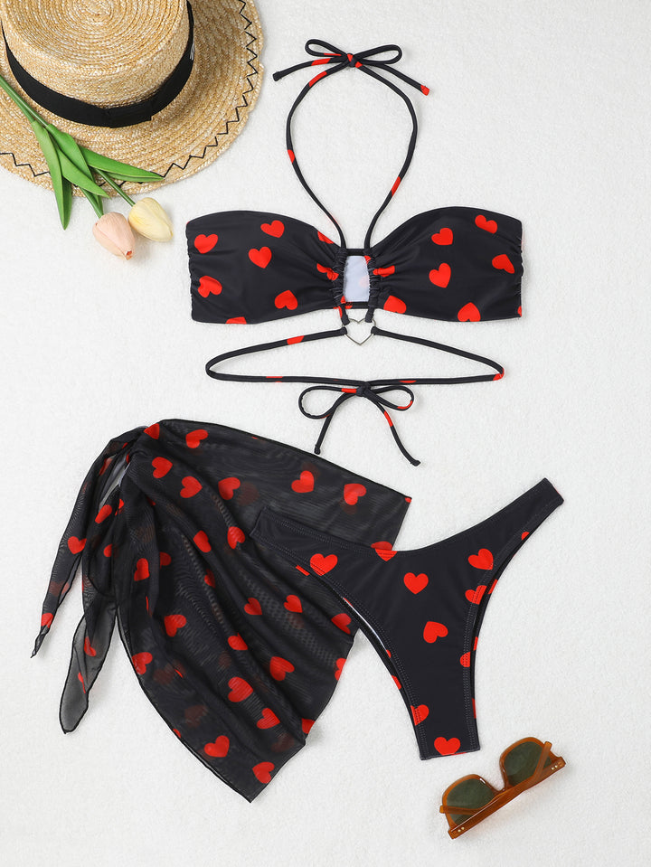 Damen Bandeau Bikini-Set mit verspieltem Herzdesign Echo Archiv