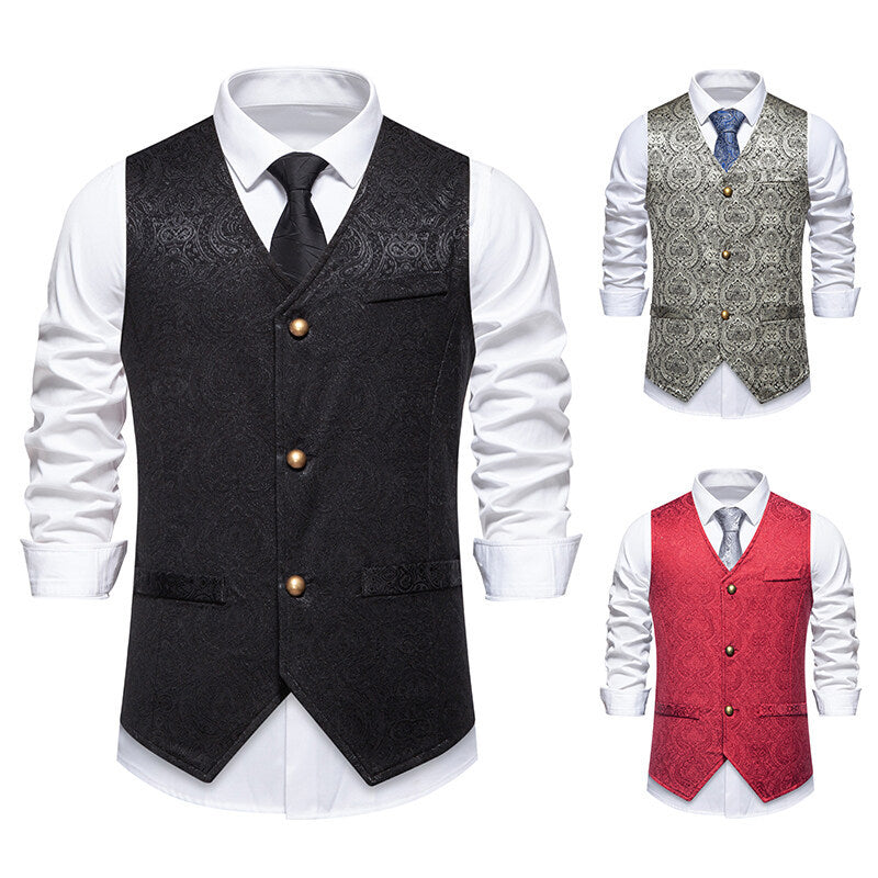 Herren elegante Anzugweste mit kunstvollem Muster und praktischen Taschen Echoarchiv