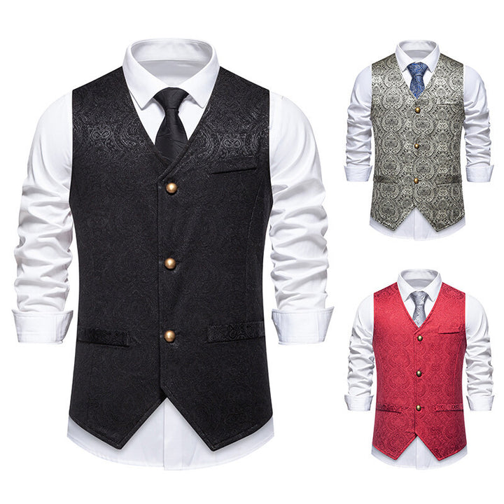 Herren elegante Anzugweste mit kunstvollem Muster und praktischen Taschen Echoarchiv