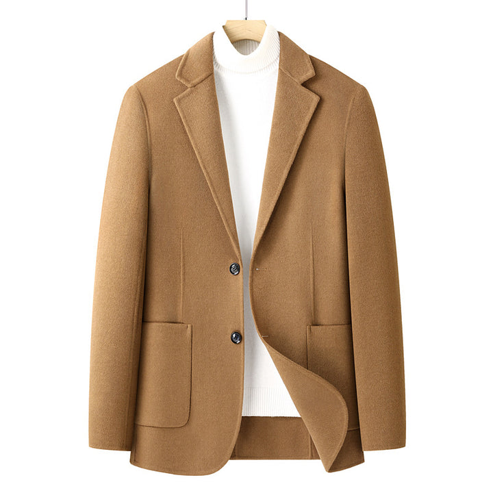 Herren Fischgrät-Wollblazer mit Reverskragen und aufgesetzten Taschen Echoarchiv