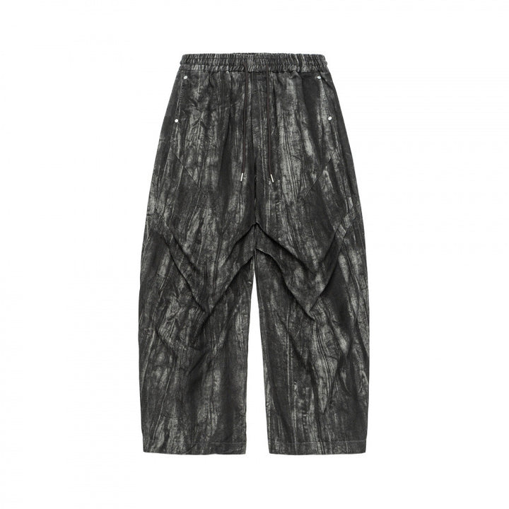 Unisex Weite Cropped-Hose mit asymmetrischen Lageinsätzen, elastischem Bund und beschichteter Struktur Echo Archiv