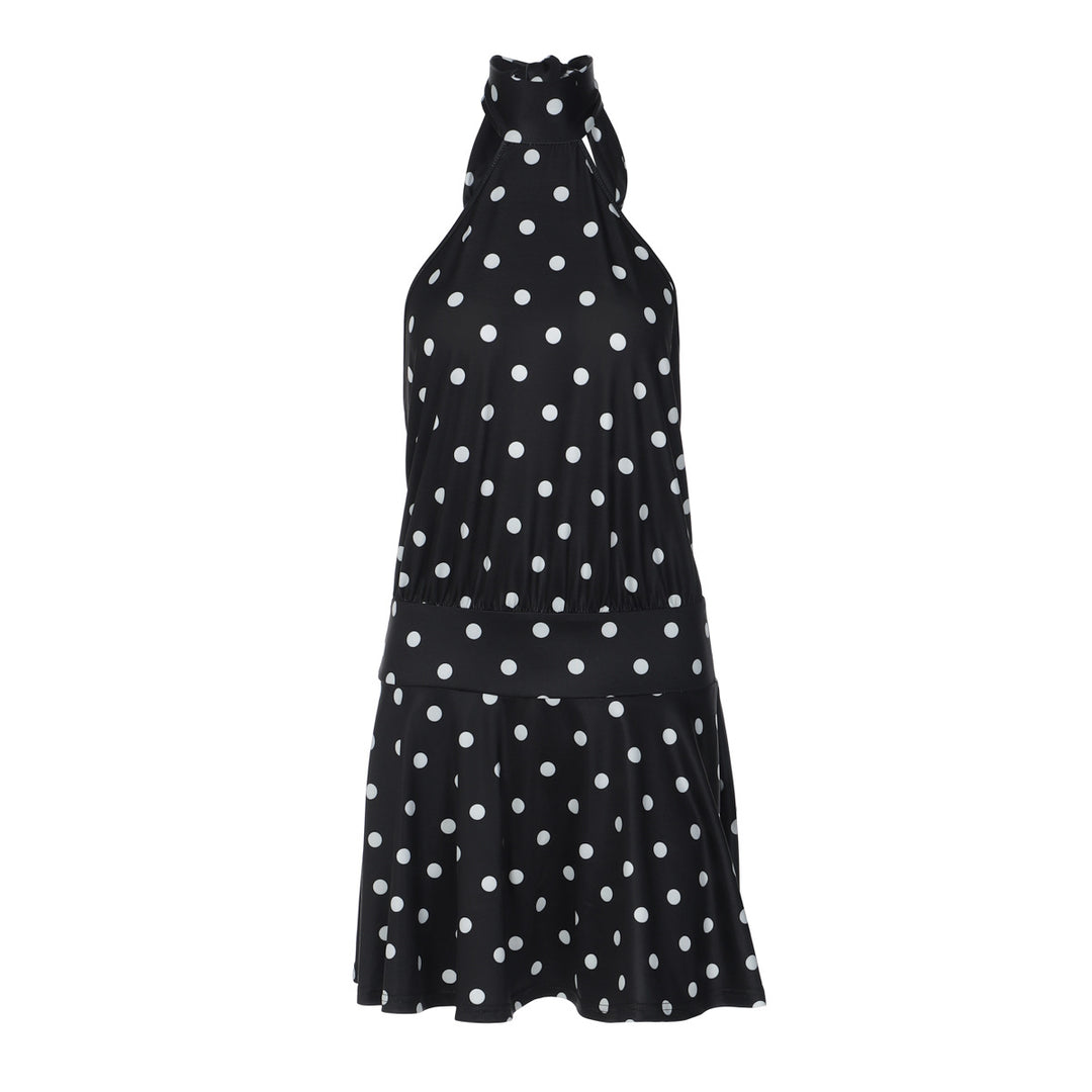 Damen luftiges Spitzenkleid mit Halterneck und punktuellem Muster Echo Archiv