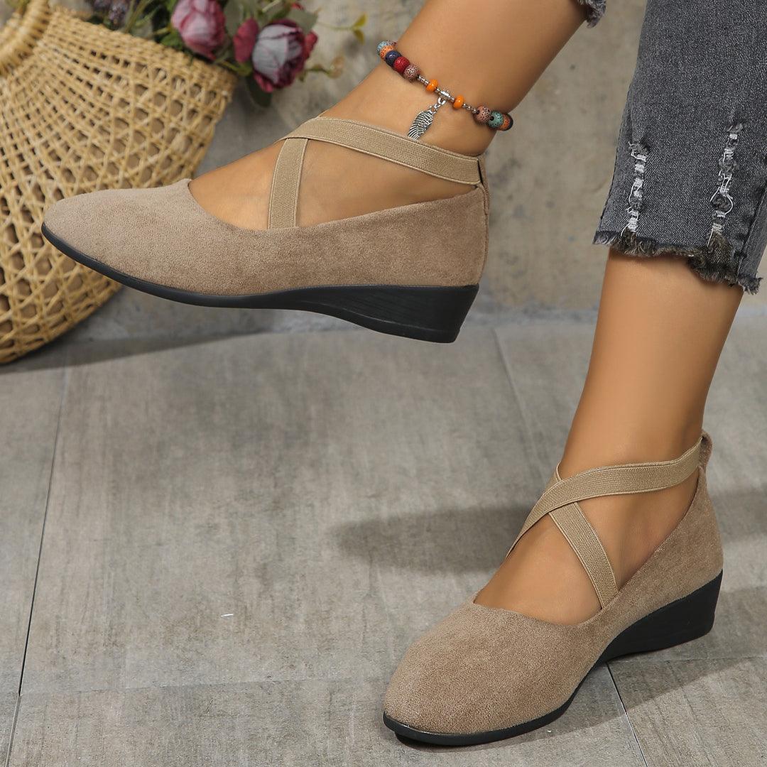 Damen Komfort-Keilabsatz-Ballerina aus Veloursleder – Lioré