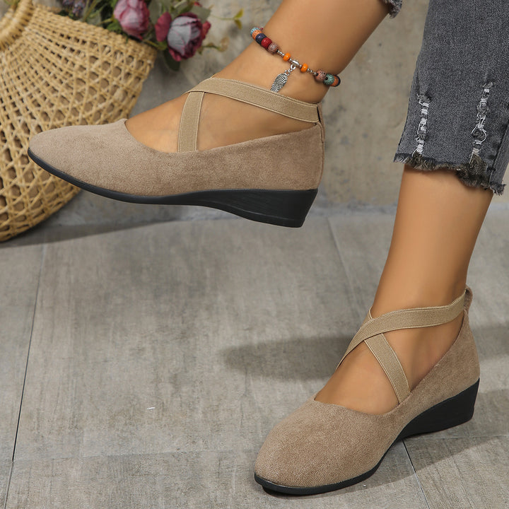 Damen Komfort-Keilabsatz-Ballerina aus Veloursleder – Lioré