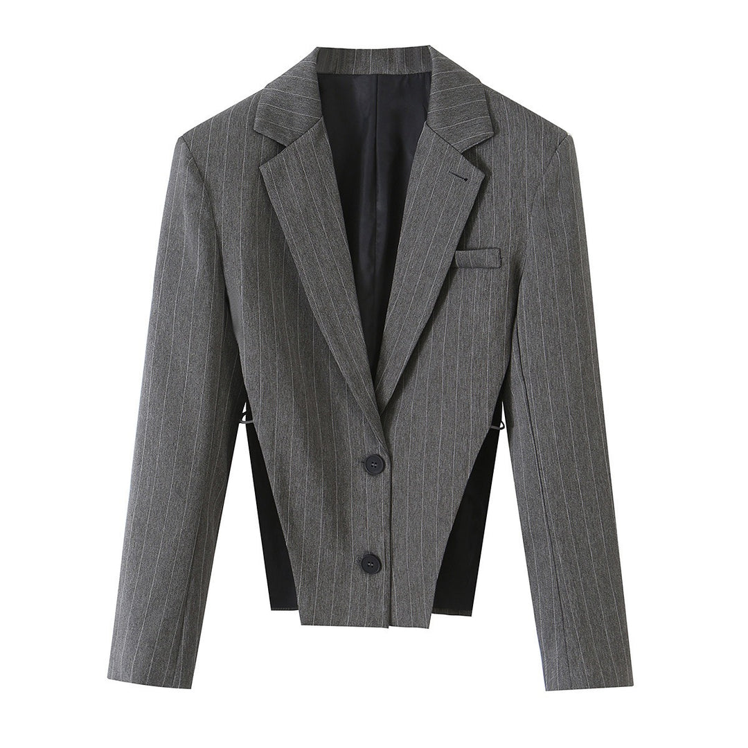 Damen Kurzgeschnittener Nadelstreifen-Blazer mit seitlichen Cut-Outs und Schnürdetail Echo Archiv