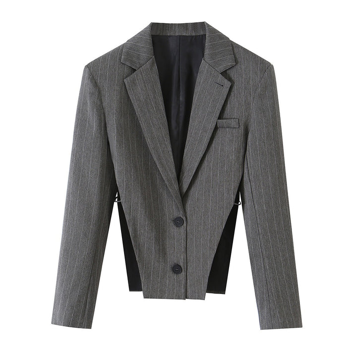 Damen Kurzgeschnittener Nadelstreifen-Blazer mit seitlichen Cut-Outs und Schnürdetail Echo Archiv