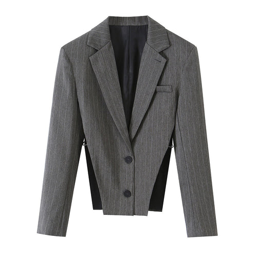Damen Kurzgeschnittener Nadelstreifen-Blazer mit seitlichen Cut-Outs und Schnürdetail Echo Archiv