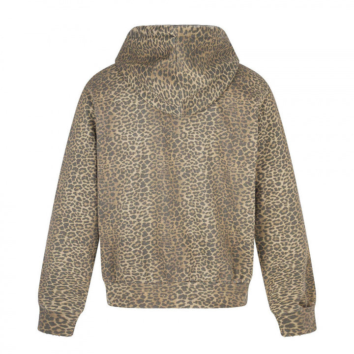 Unisex Kapuzenjacke im Leo‑Allover mit Vintage‑Effekt, Reißverschluss und Destroy‑Stickerei Echo Archiv