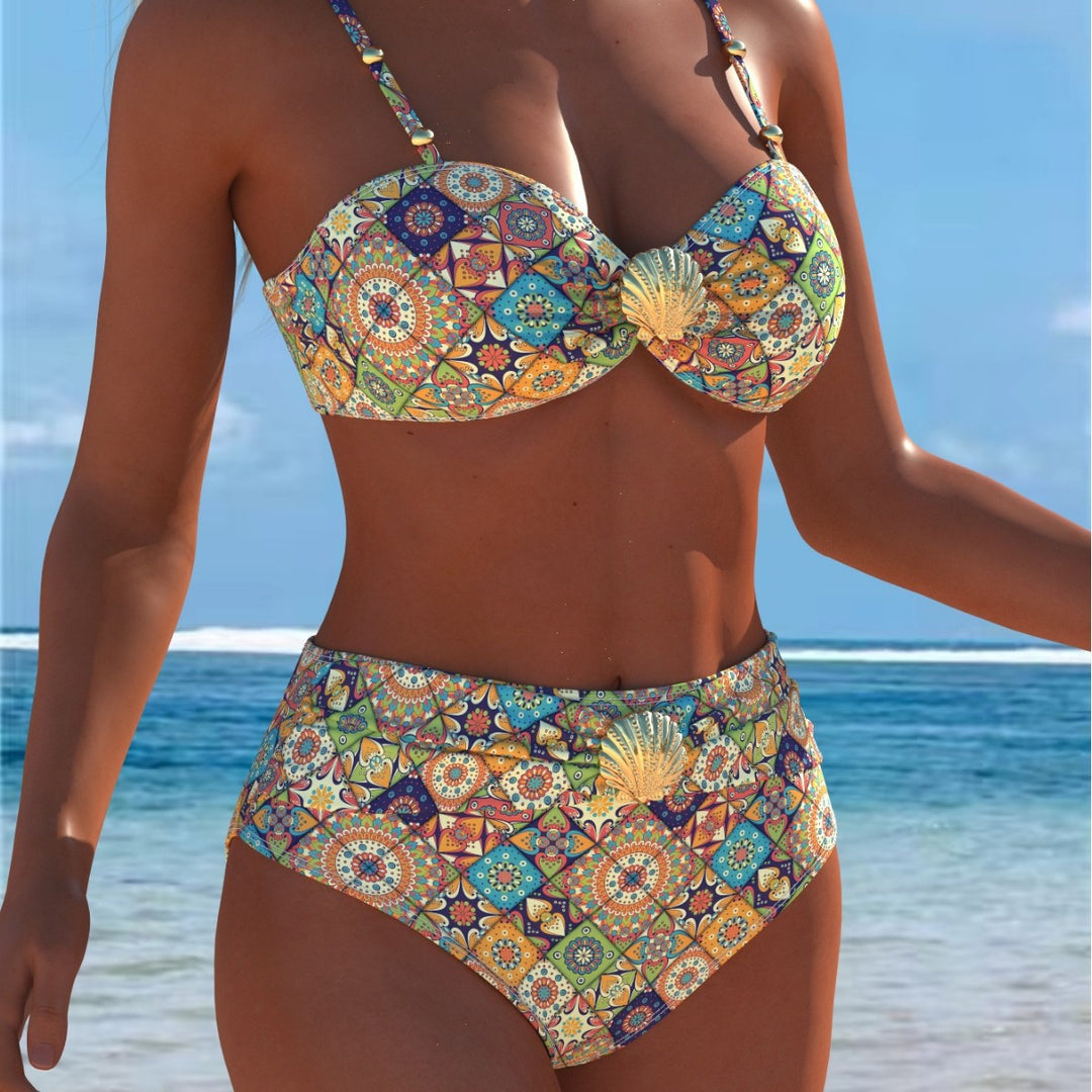 Damen Bikini-Set mit elegantem Balconette-Oberteil und hoch geschnittenen Badeshorts Echo Archiv