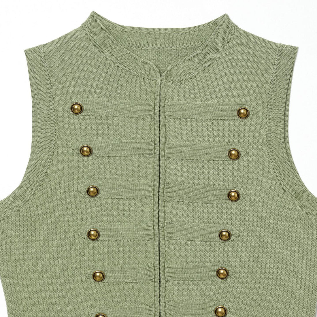 Damen Strickweste im Military‑Stil mit goldenen Zierknöpfen Echoarchiv